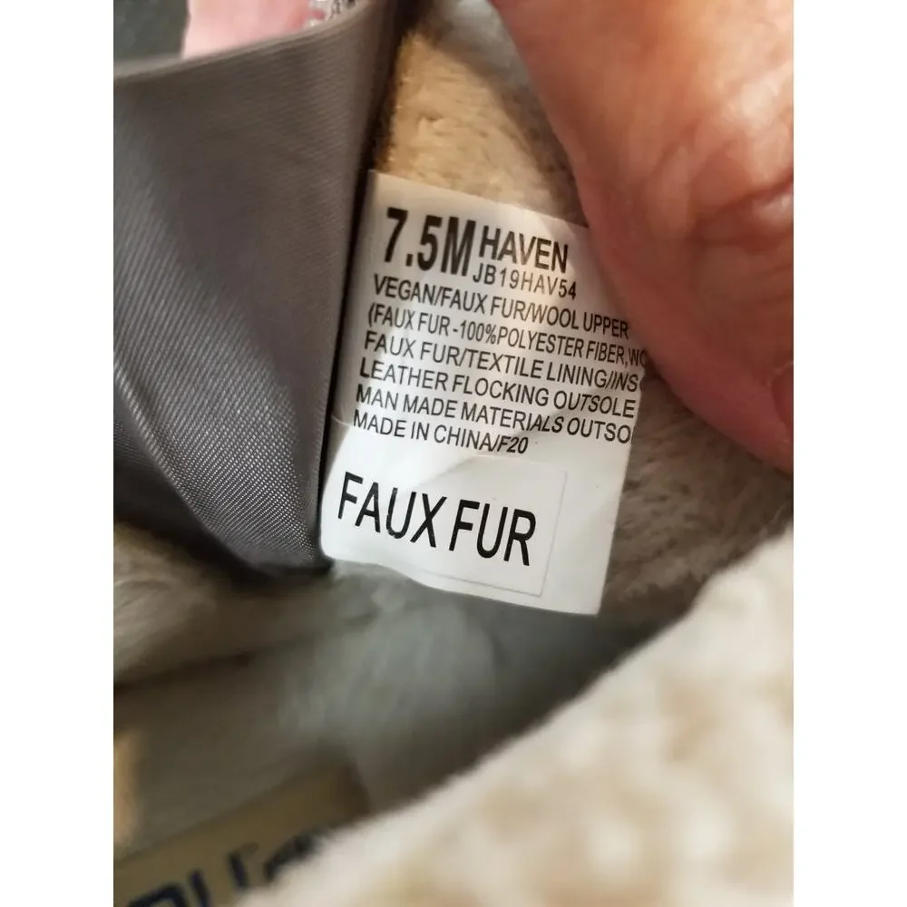 JBU by Jambu Haven Faux Fur Trim Ankle Boots Taupe Tan Women's Size 7.5